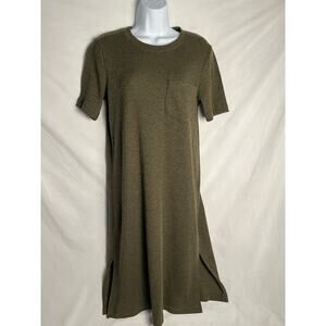 Madewell Women’s Ribbed Knit Midi Dress Green Short Sleeve Size Small